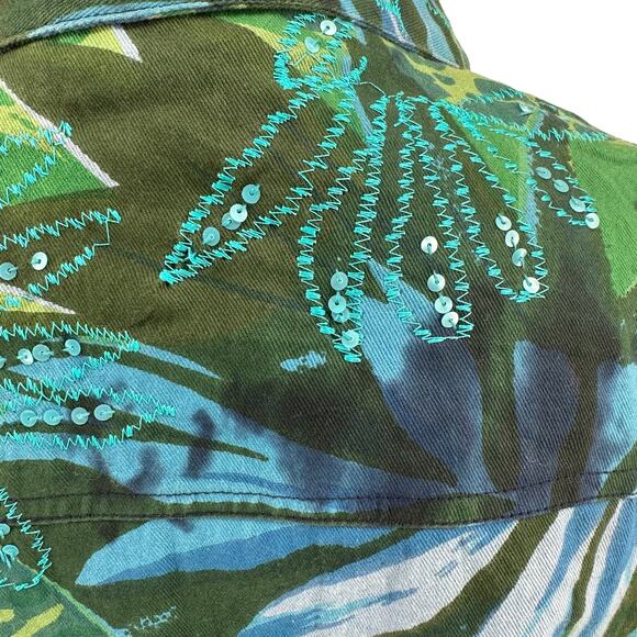 NWT Vintage Tantrums Blue Floral Beaded Twill Jacket Sz M - Picture 6 of 8